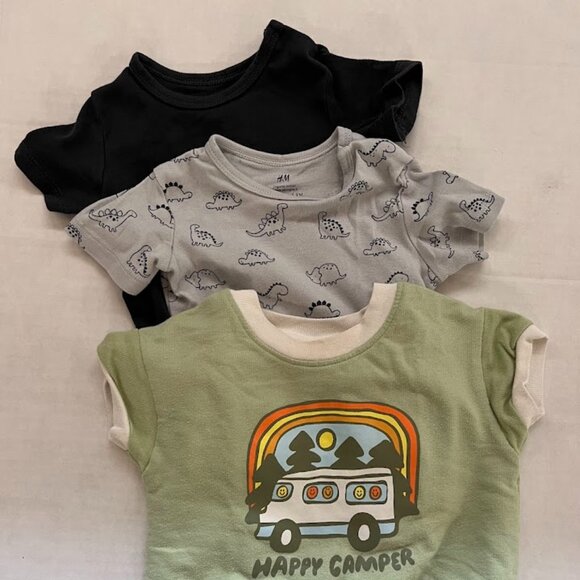 Baby Boys' Bodysuit Bundle - Cat & Jack "Happy Camper" & H&M - Size 6-9 Months - Picture 1 of 5